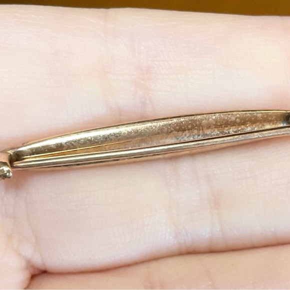 10K antique marquis bar pin yellow gold Edwardian art nouveau style broo… - Picture 3 of 10